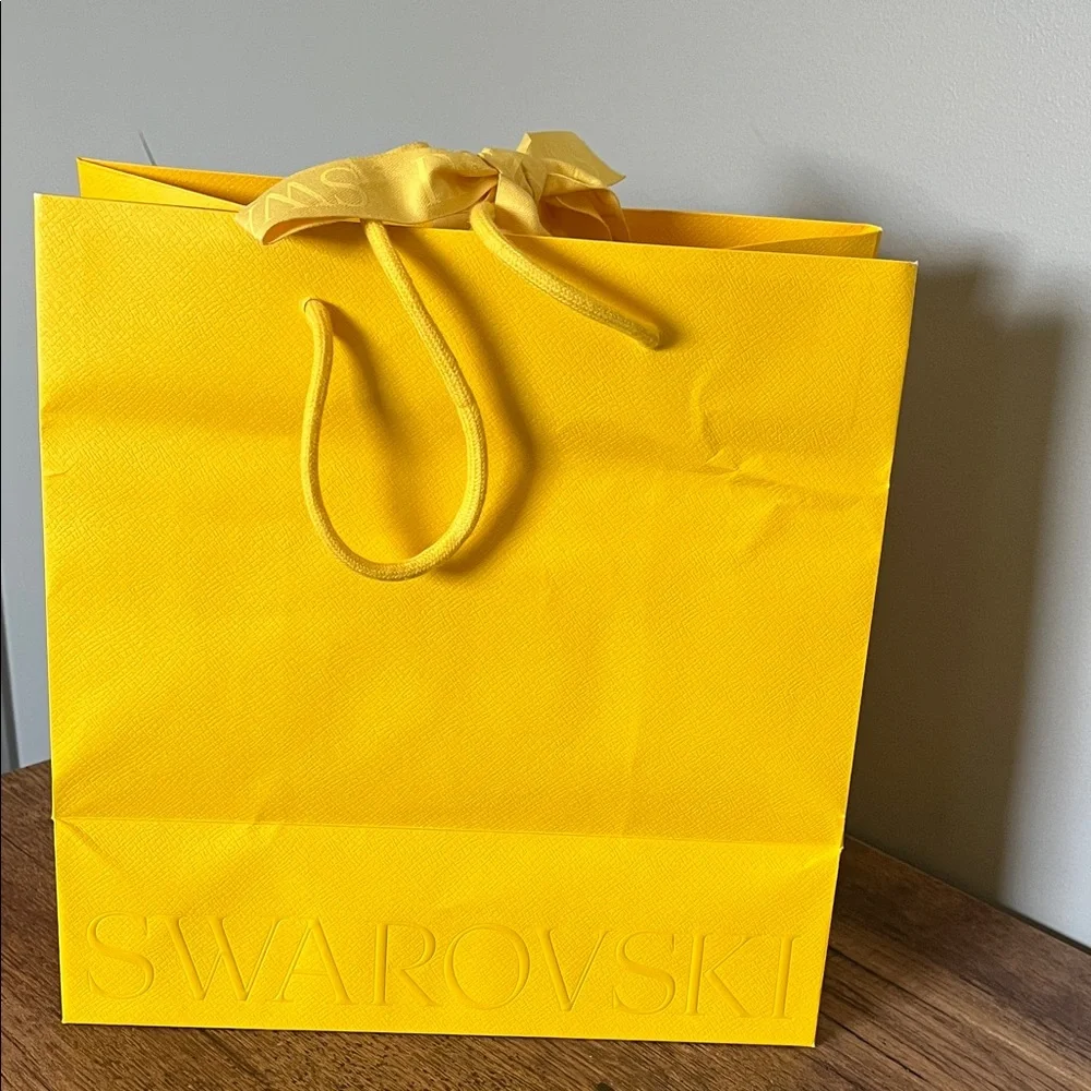 Swarovski Bright Yellow Embossed Gift Bag with Rope Handles and Bow